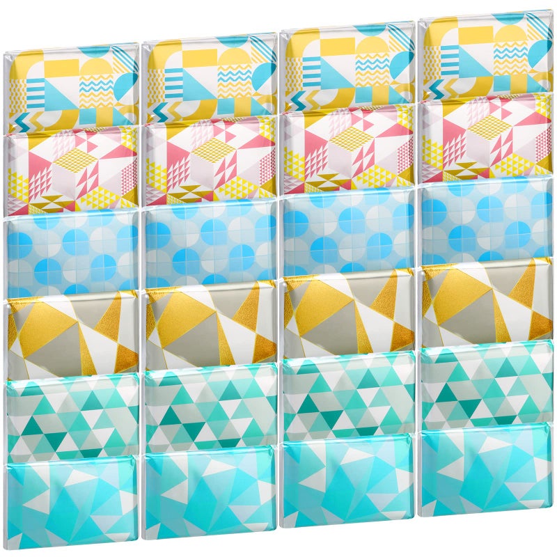 24 Packs Travel Size Tissue Pocket Slim Pack Facial 3 Ply Wallet Size Pocket Tissues for Travel Wedding Party Favors 6 StylesCute Geometric